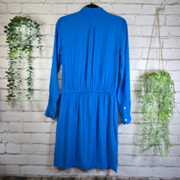 LAUREN RALPH LAUREN COBALT BLUE BUTTON FRONT SHIRT DRESS LONG SLEEVE SIZE 6 - Picture 4 of 5
